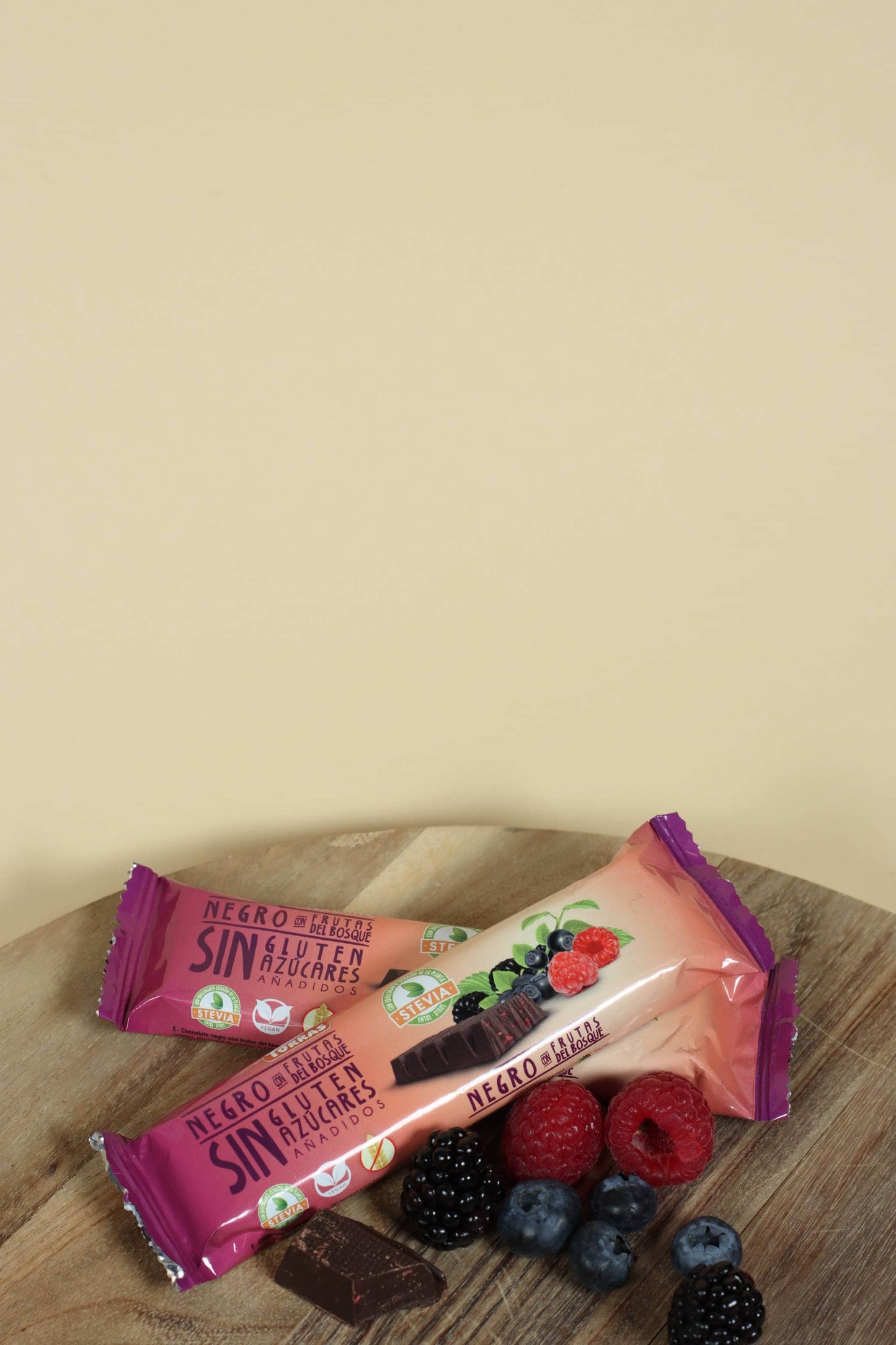 Zartbitter Schokoriegel mit Waldfrucht ohne Zuckerzusatz 35 g
