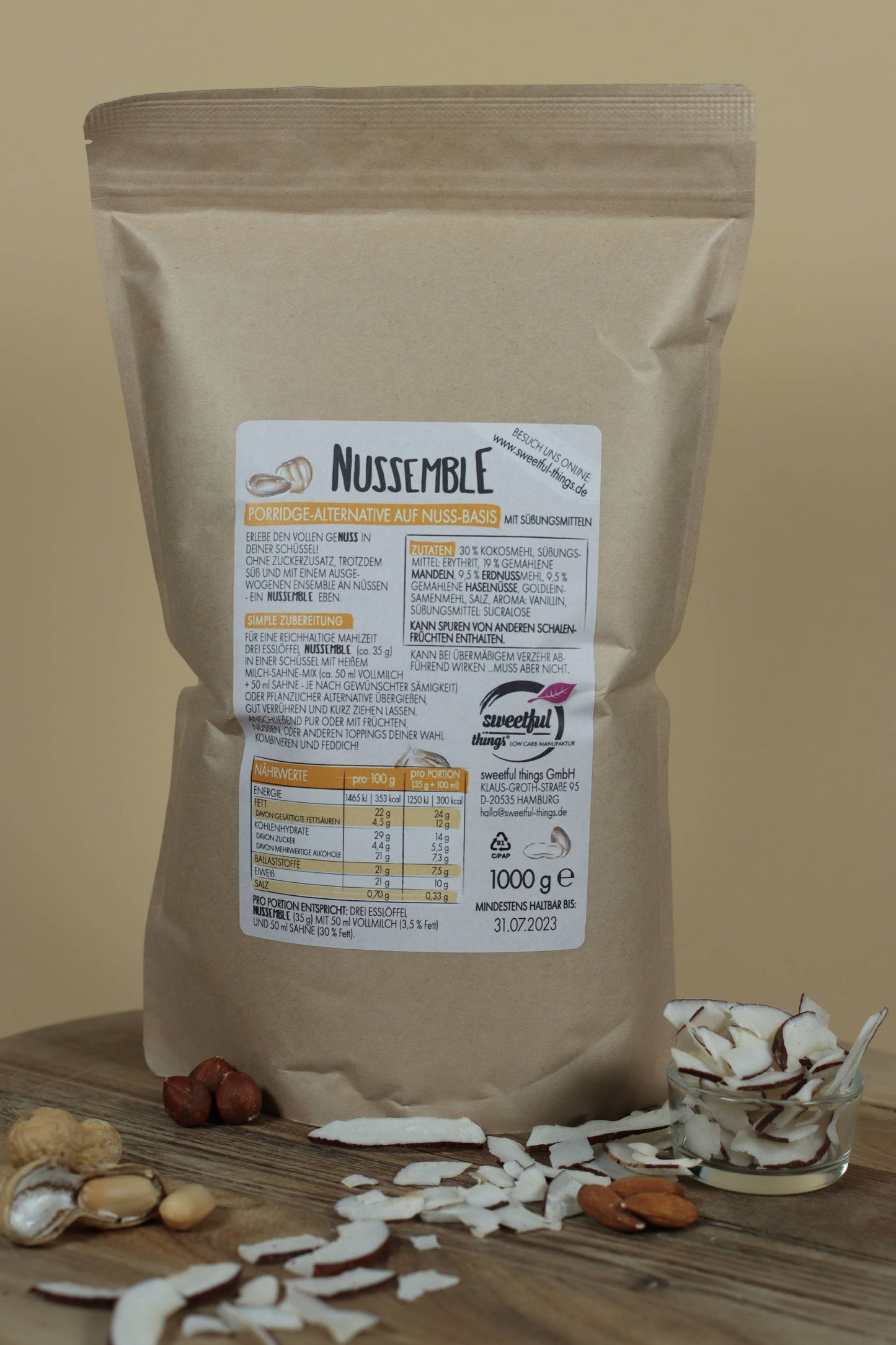 Nussemble Vorteilsgröße - Porridge Alternative ohne Zuckerzusatz 1000 g